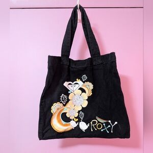 Y2K Roxy Black Canvas Graphic Tote Bag